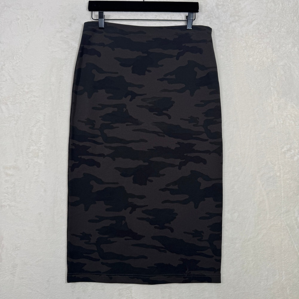 Sanctuary Pencil Skirt Womens L Black Camo Midi Pull On Stretch XS0042N5900